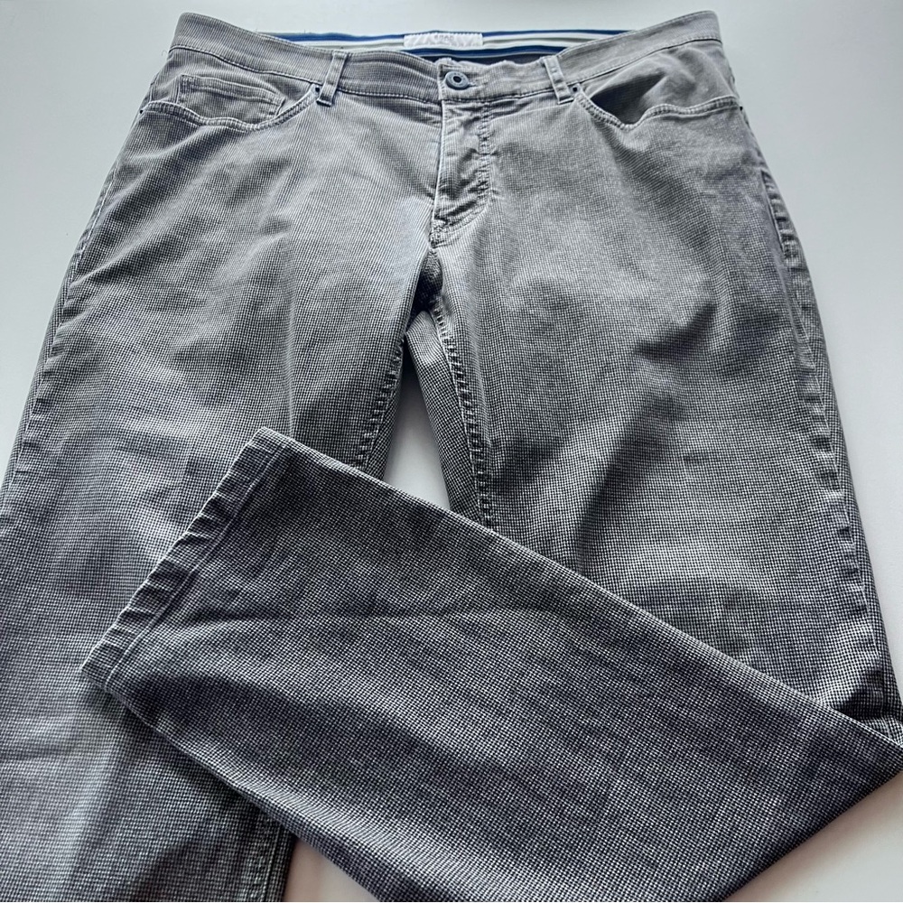Brax Feel Good Chris Grey Micro Pattern Slim Fit Pants Trousers Men 34